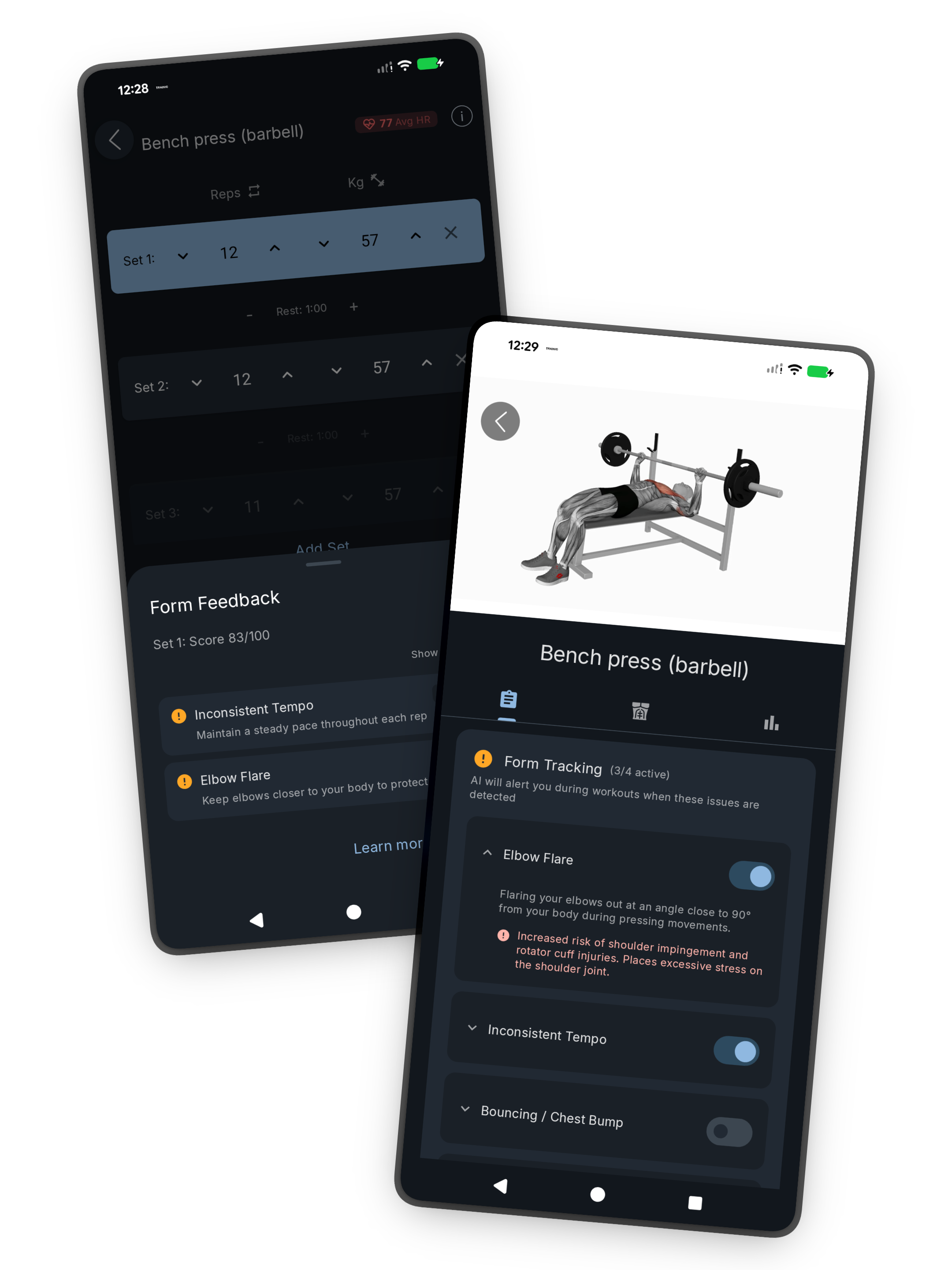 Real-time form feedback display